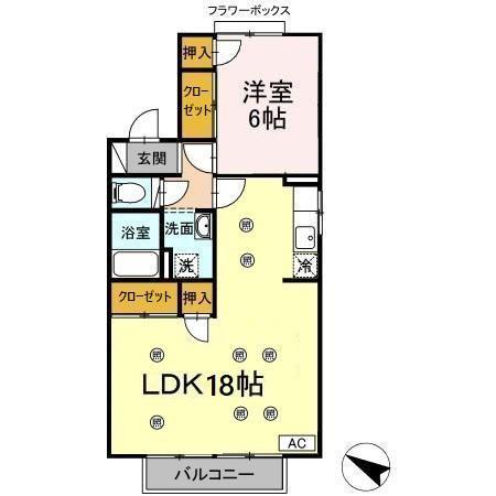 リオグランデ芳賀 C棟(1LDK/2階)の間取り写真