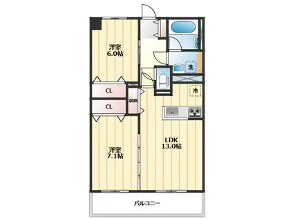 リリーヴィレッジGRACE(2LDK/5階)の間取り写真