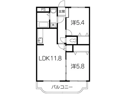 Y&Mグランディール・エイト(2LDK/2階)の間取り写真