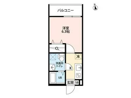 CRASTINE 中島 STA(1K/1階)の間取り写真
