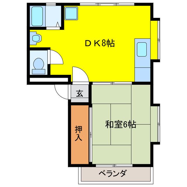 ハイツみどり(1DK/2階)の間取り写真