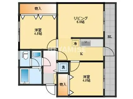 フロンティア葉山(2LDK/5階)の間取り写真