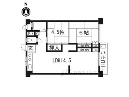 九条 A棟(2LDK/5階)の間取り写真