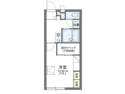 レオパレスTUKIJI(1K/2階)の間取り写真