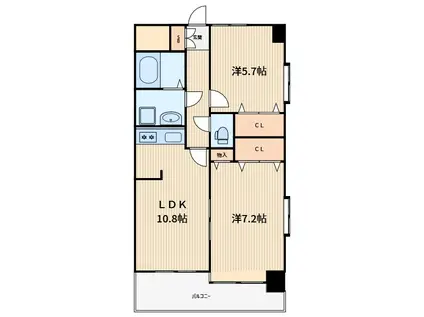 バーディーテラス仲町(2LDK/9階)の間取り写真