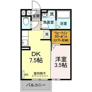 エスプワール城之内(1DK/2階)の間取り写真