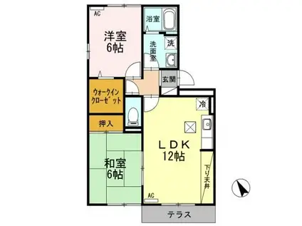 リビングタウン新潟 B(2LDK/2階)の間取り写真