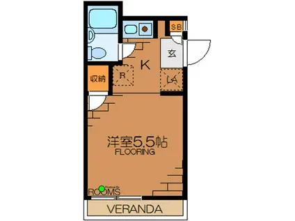 はづきハイツ(ワンルーム/2階)の間取り写真