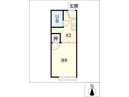 ステップ1長良(1K/2階)の間取り写真