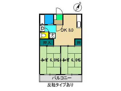 六本木ハイツ(2DK/2階)の間取り写真