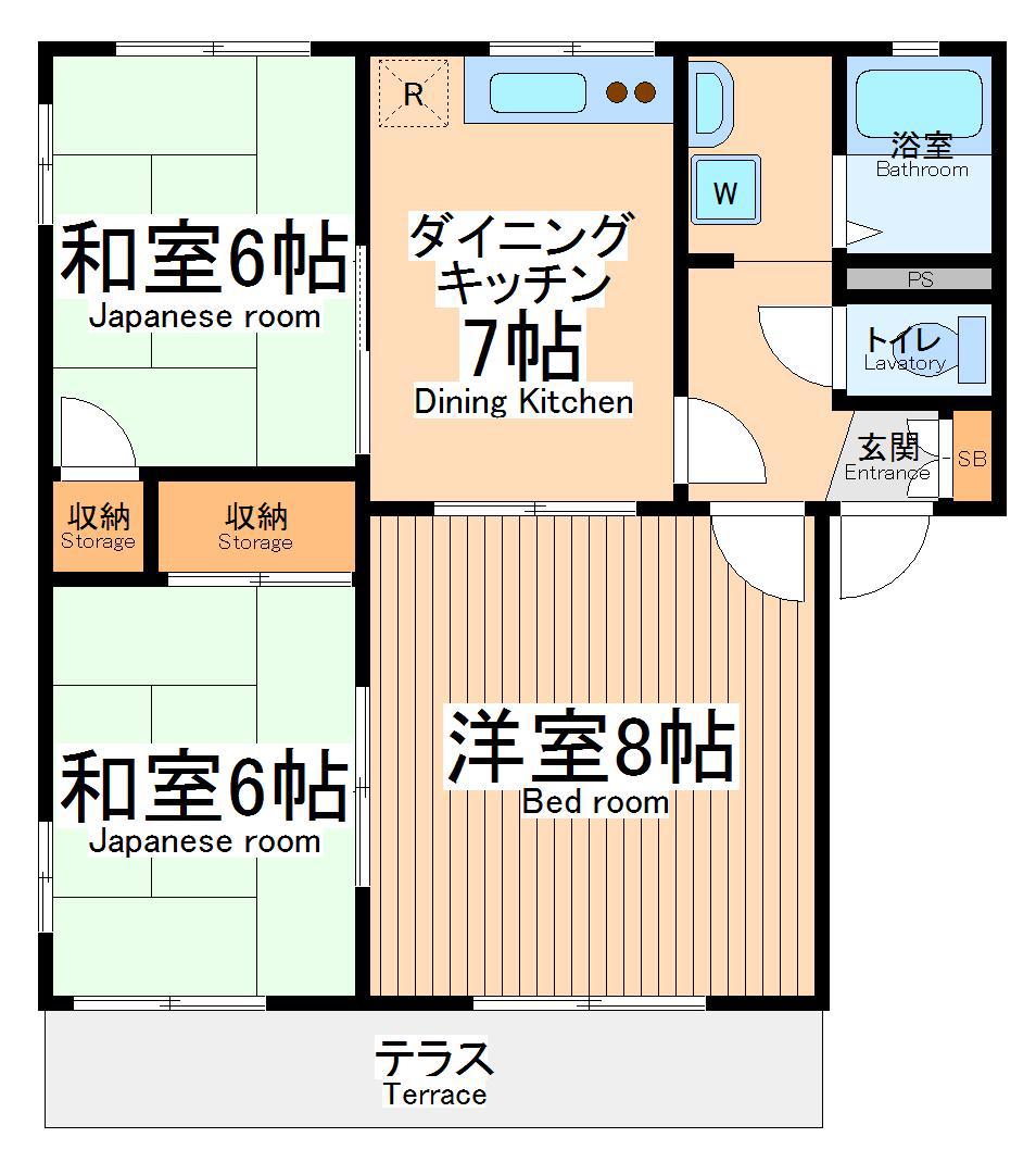 サンレイク陣屋(3DK/1階)の間取り写真