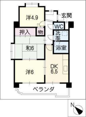 シャルル安藤II(3DK/3階)の間取り写真