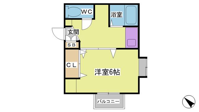グリーンリバティ(ワンルーム/1階)の間取り写真