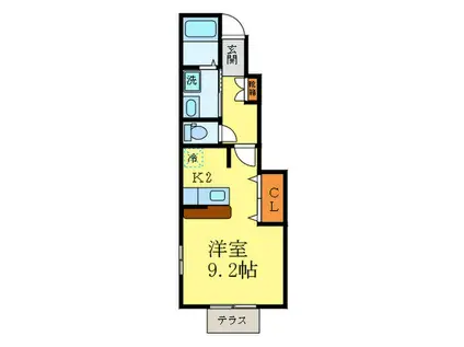 ポルト グランデ(1K/1階)の間取り写真