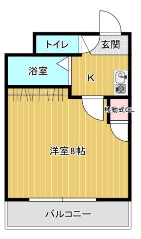 チェリーヒルズハラダ(1K/2階)の間取り写真