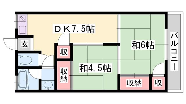 レインボープラザ(2DK/2階)の間取り写真