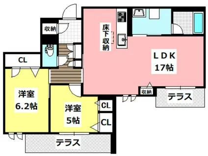 ハムステッドアレー(2LDK/1階)の間取り写真