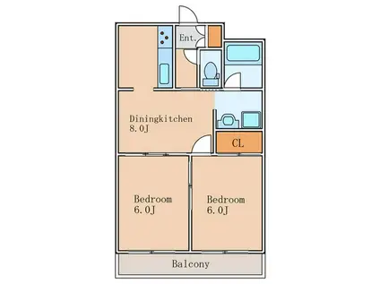 アストレア(2DK/3階)の間取り写真