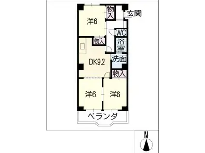 メゾンときわ(3DK/3階)の間取り写真