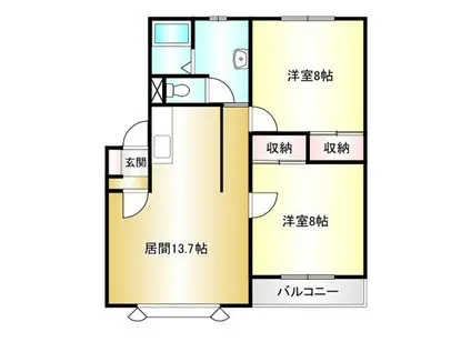 ラッキーストーリッジIII(2LDK/2階)の間取り写真