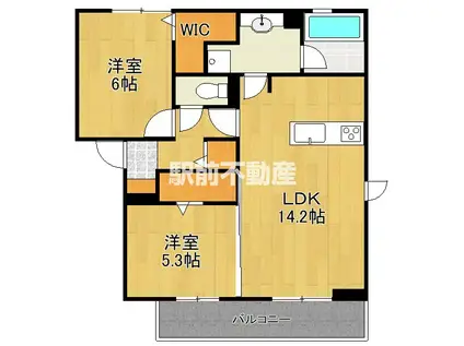 ル・シュマン(2LDK/1階)の間取り写真