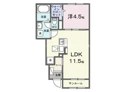 ヴォーグII(1LDK/1階)の間取り写真