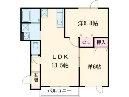 プレシャスウッドIV(2LDK/1階)の間取り写真