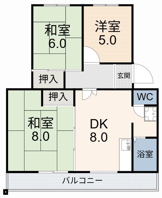 ファミール豊明(3DK/4階)の間取り写真