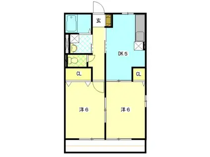 遠州鉄道 八幡駅(静岡) 徒歩15分 2階建 築21年(2DK/1階)の間取り写真
