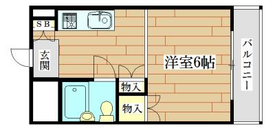パークサイドマンション(1DK/3階)の間取り写真