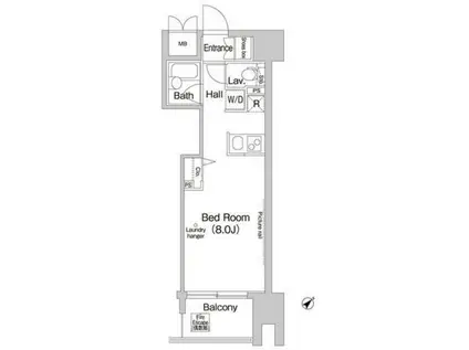 コンフォリア芝浦(ワンルーム/2階)の間取り写真