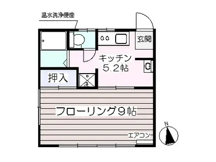 神明ハイツ(1K/2階)の間取り写真