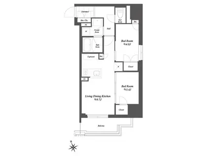ザ・ゲートハウス浅草雷門(2LDK/2階)の間取り写真