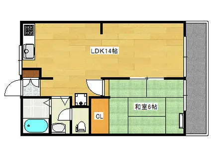 アビタシオン庚午 B棟(1LDK/1階)の間取り写真