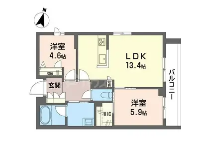 セレスティア(2LDK/2階)の間取り写真