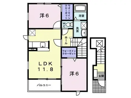 ハピネスA(2LDK/2階)の間取り写真