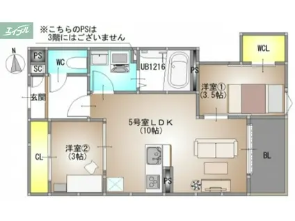 REGALEST TSUBAKI(2LDK/1階)の間取り写真