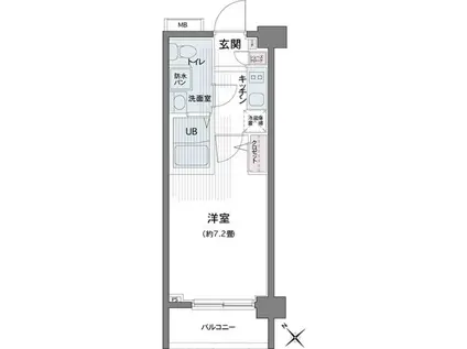エコロジー都立大学レジデンス(1K/3階)の間取り写真