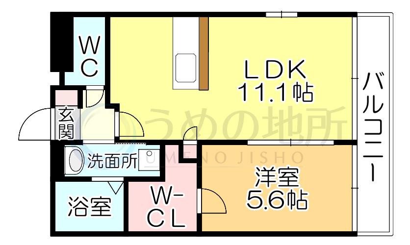 ソフィア21合川(1LDK/1階)の間取り写真