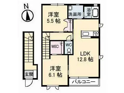 グランディールB棟(2LDK/2階)の間取り写真