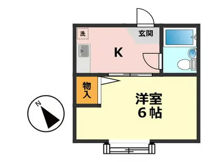 ディアフラットタカハシB(1K/2階)の間取り写真