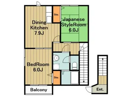 エトワール弐番館(2DK/2階)の間取り写真