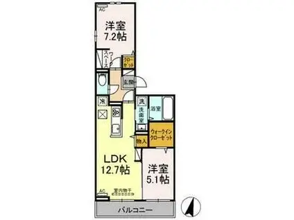アンシャンテ中根(2LDK/1階)の間取り写真