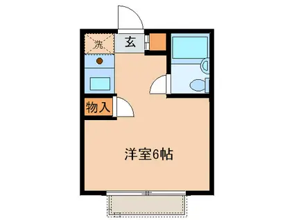 第三通南ハウス(ワンルーム/1階)の間取り写真