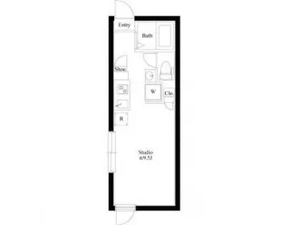 ティーグル四ツ木(1K/1階)の間取り写真