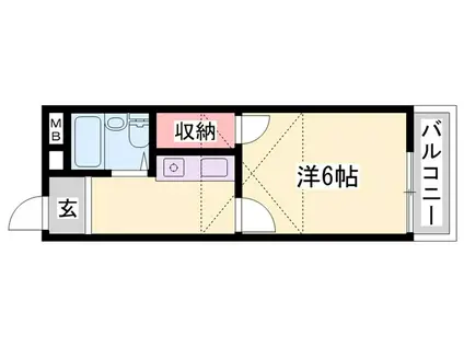 ヨーロピアン4番館(1K/2階)の間取り写真