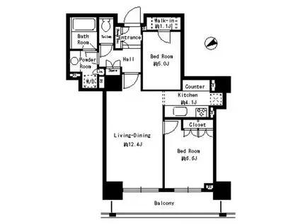 パークタワー芝浦ベイワードアーバンウイング(2LDK/5階)の間取り写真