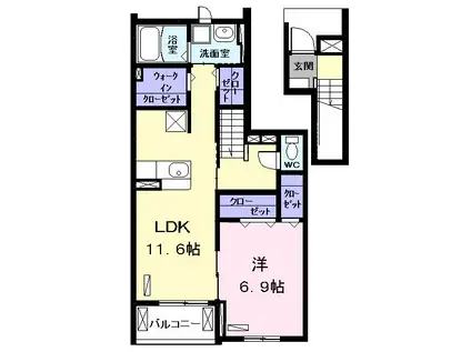 プリムローズ M(1LDK/2階)の間取り写真