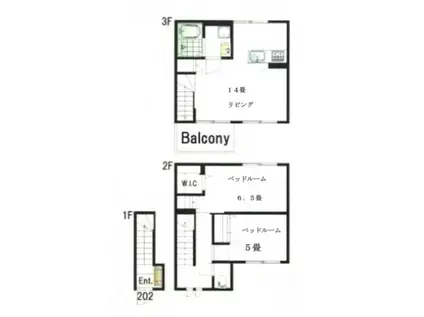 ヴィラ・シンビオーズ三軒茶屋(2LDK/2階)の間取り写真