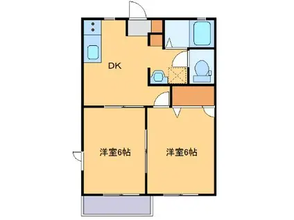 レジデンスみなみD(2DK/2階)の間取り写真